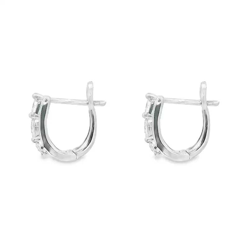 18K White Gold Diamond Huggies Earrings