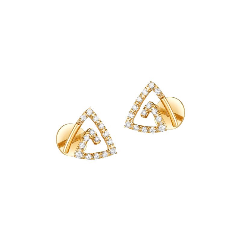 18K Yellow Gold Diamond Triangle Stud Earrings