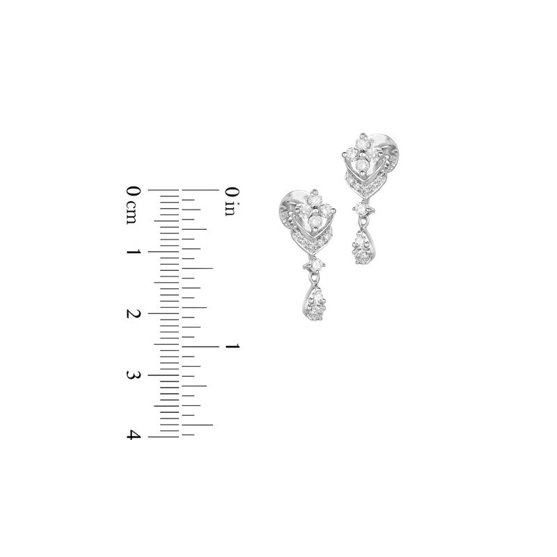 18K White Gold Diamond Floral Drop Earrings