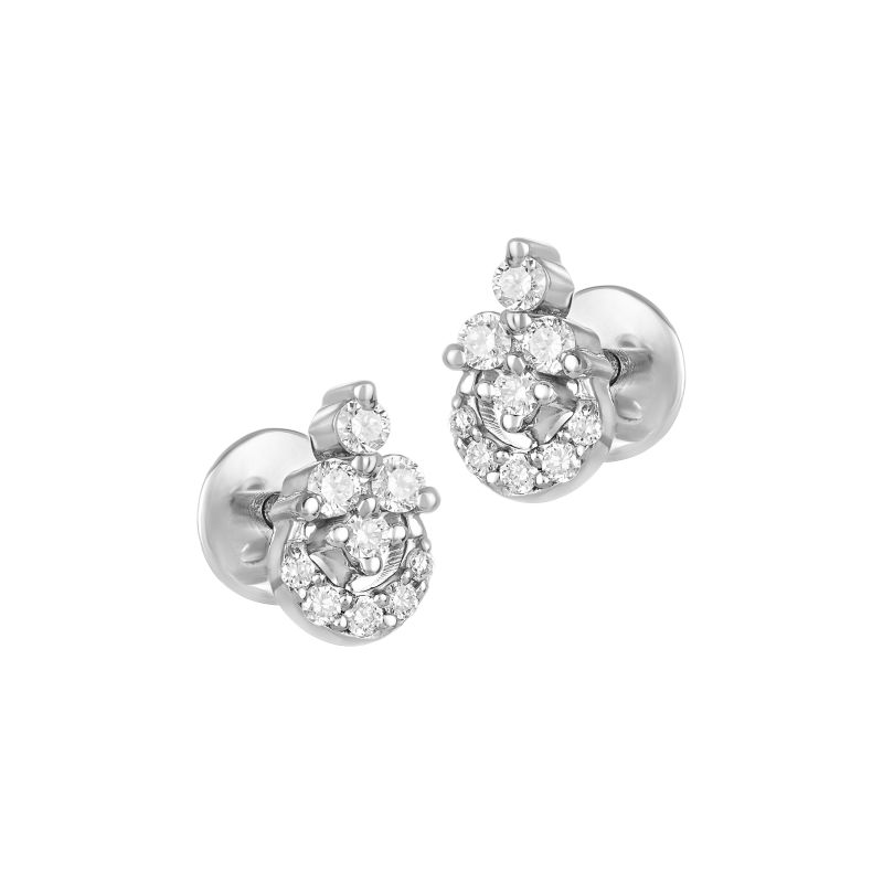 18K White Gold Diamond Stud Earrings