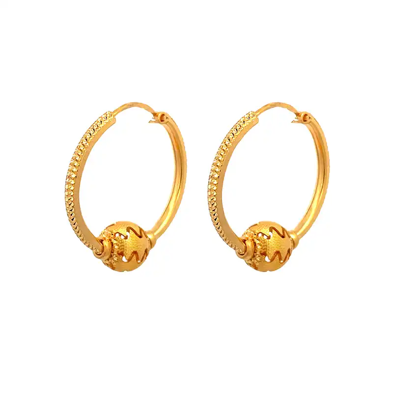 22K Yellow Gold Hoop Earrings