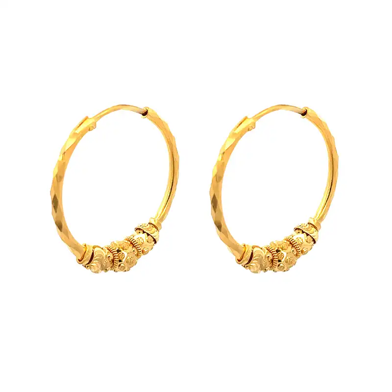 22K Yellow Gold Hoop Earrings