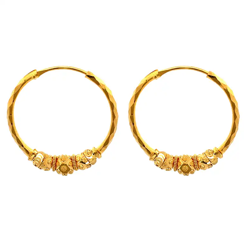 22K Yellow Gold Hoop Earrings