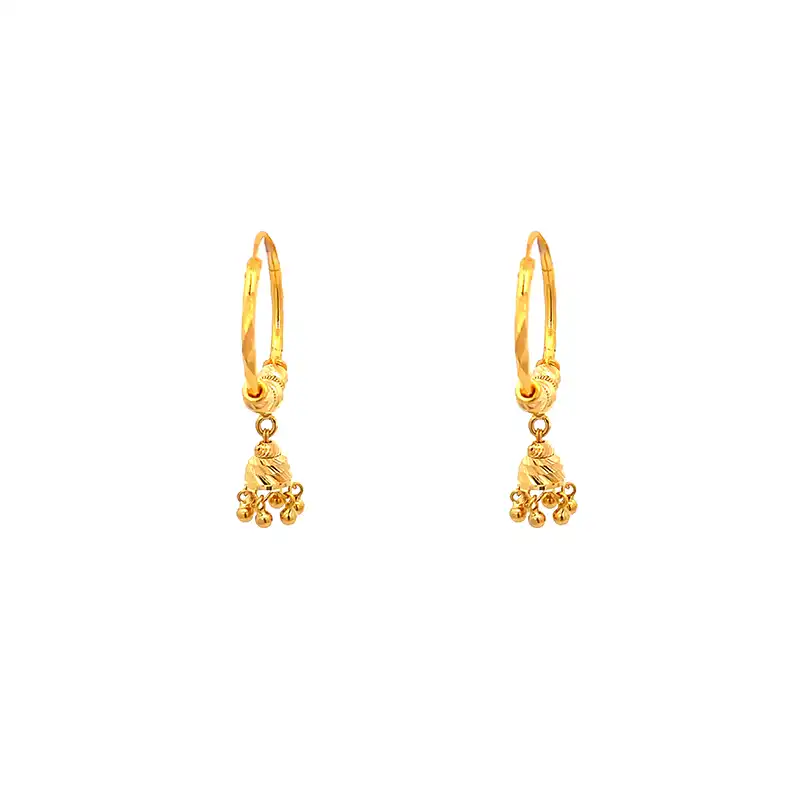 22K Gold Hoops with Jhumka