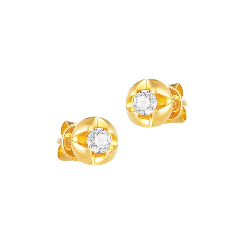 18K Yellow Gold Diamond Simple Stud Earrings