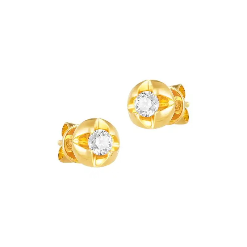 18K Yellow Gold Diamond Simple Stud Earrings
