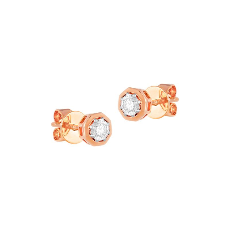 18K Rose Gold Diamond Simple Stud Earrings