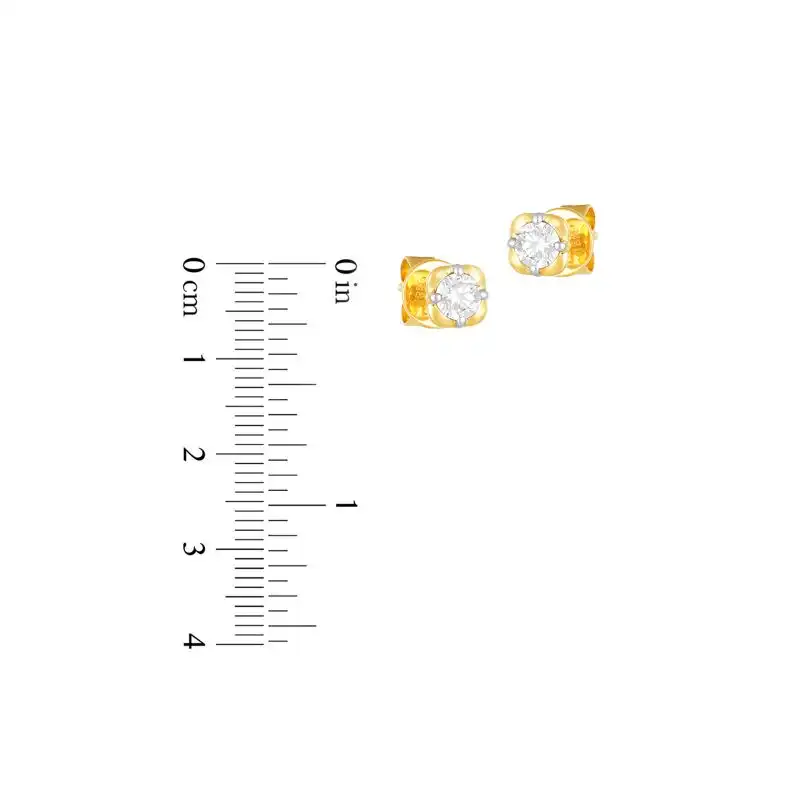 18K Yellow Gold Diamond Simple Cushion Stud Earrings