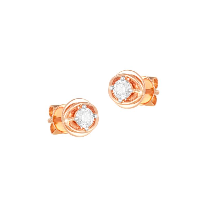 18K Rose Gold Diamond Simple Stud Earrings