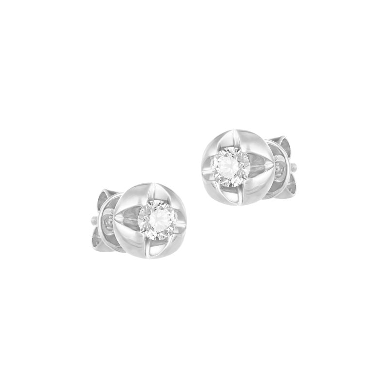 18K White Gold Diamond Simple Stud Earrings