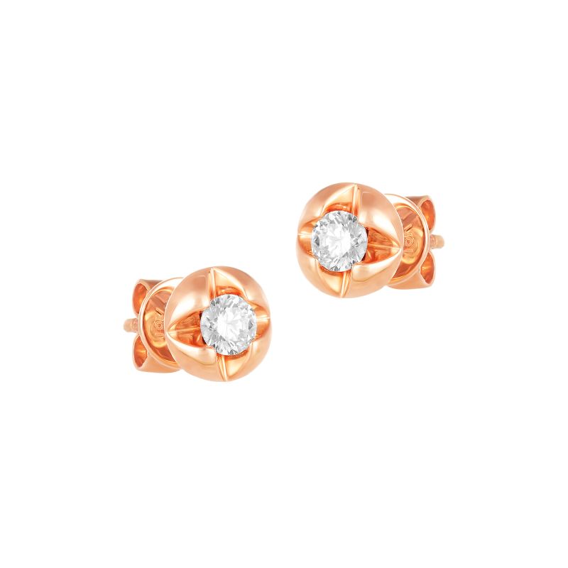 18K Rose Gold Diamond Simple Stud Earrings
