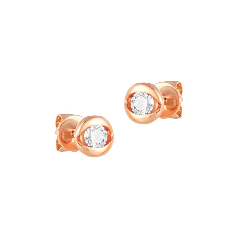 18K Rose Gold Diamond Simple Stud Earrings