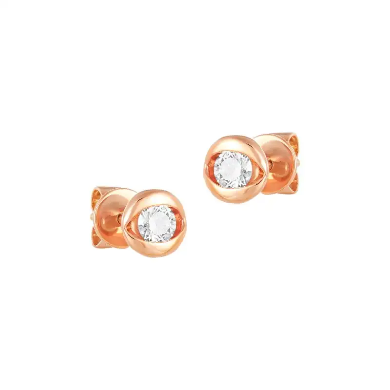 18K Rose Gold Diamond Simple Stud Earrings