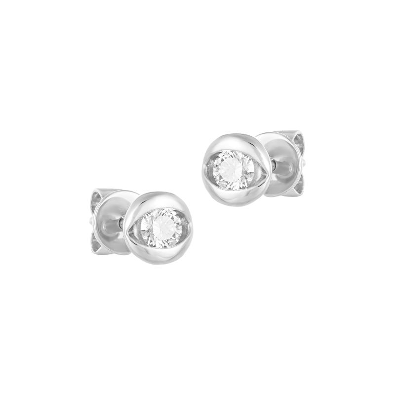 18K White Gold Diamond Simple Stud Earrings