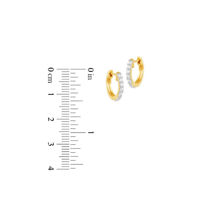 18K Yellow Gold Diamond Prong set Huggies Earrings