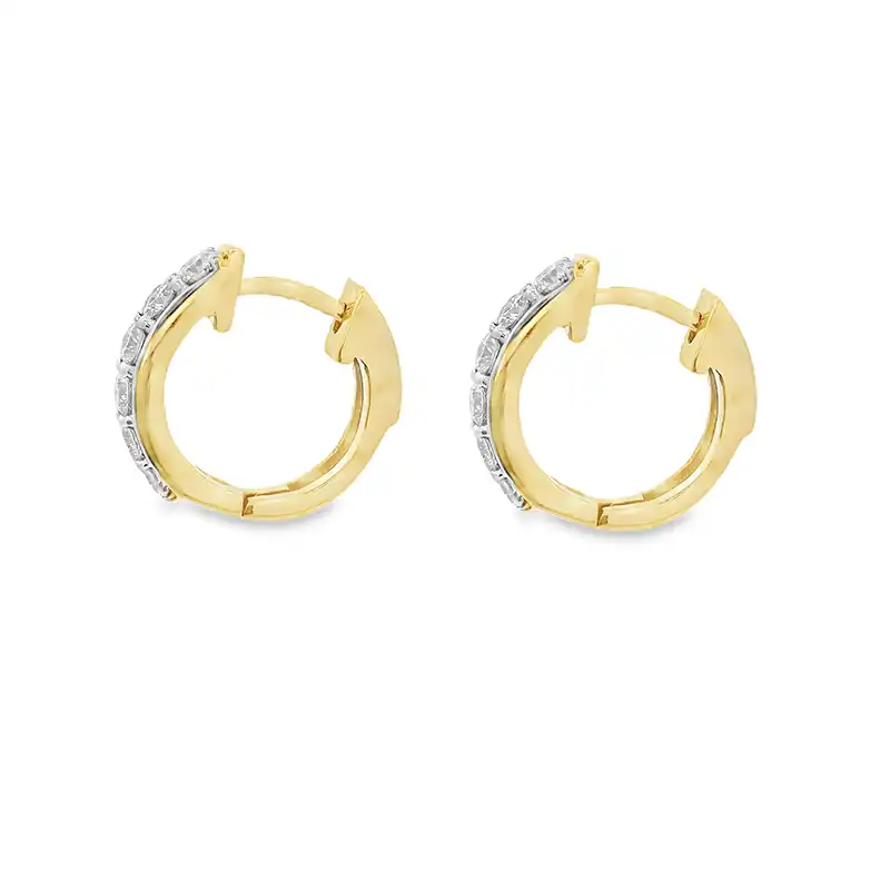Elegant Gold Diamond Huggies Earrings