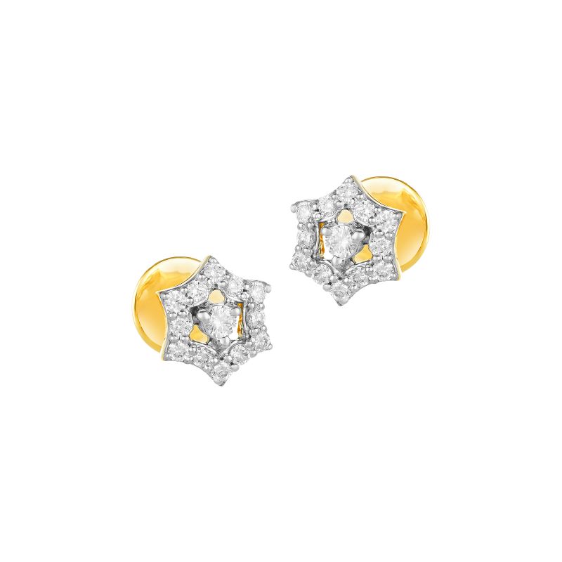 18K White Gold Diamond Star Stud Earrings