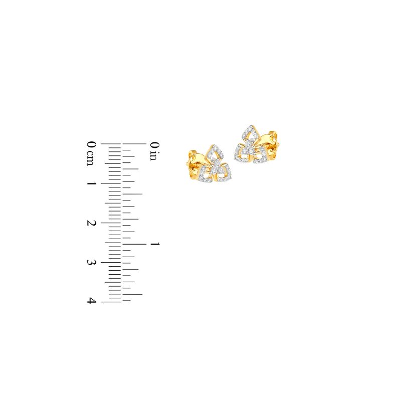 18K Two tone Gold Diamond Trinity Stud Earrings