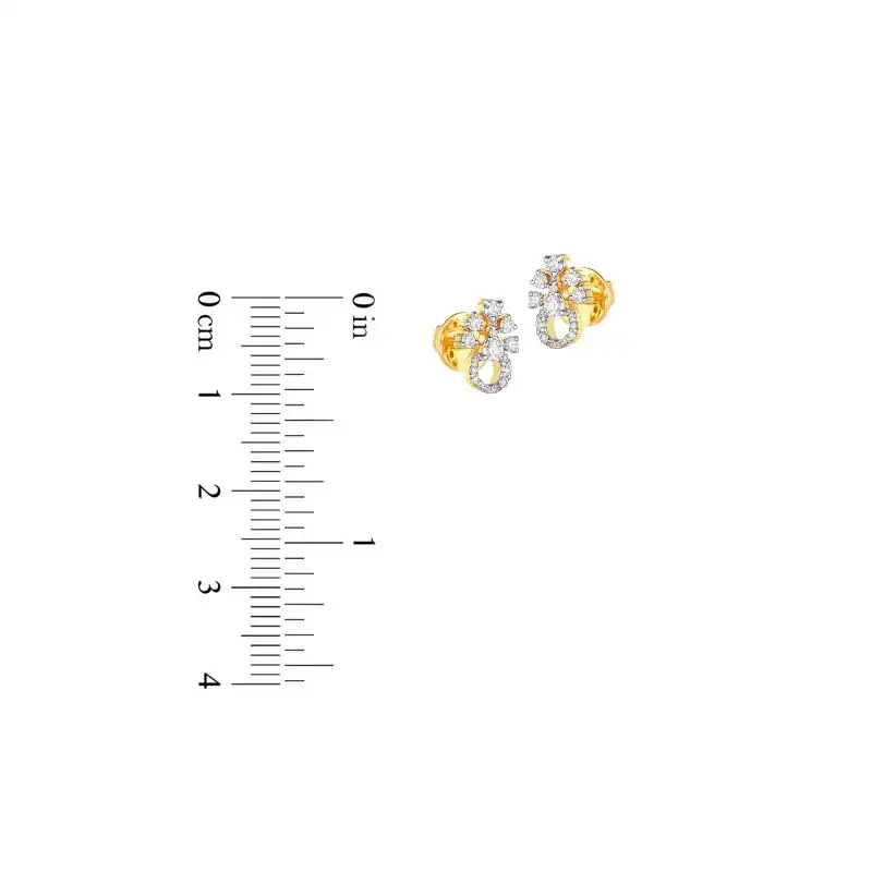 18K Two tone Gold Diamond Elegant Stud Earrings