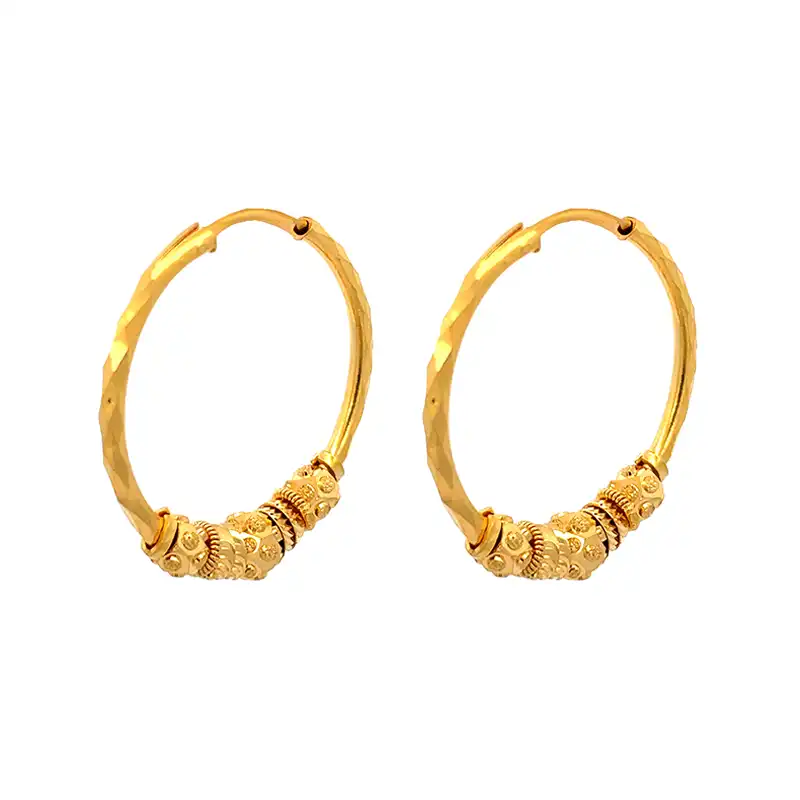 22K Gold Hoop Earrings - 30 mm