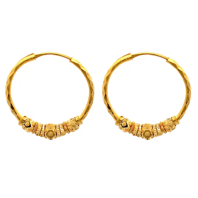 22K Gold Hoop Earrings - 30 mm