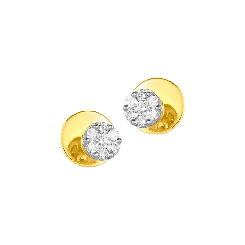 18K Two tone Gold Diamond Simple Stud Earrings