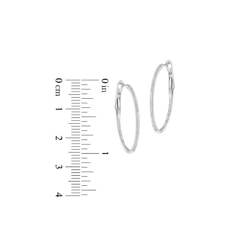 18K White Gold Diamond Hoops Earrings