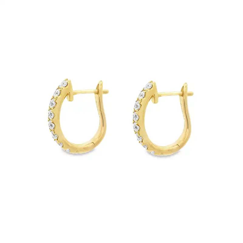 18K Yellow  Gold Diamond Huggies Earrings