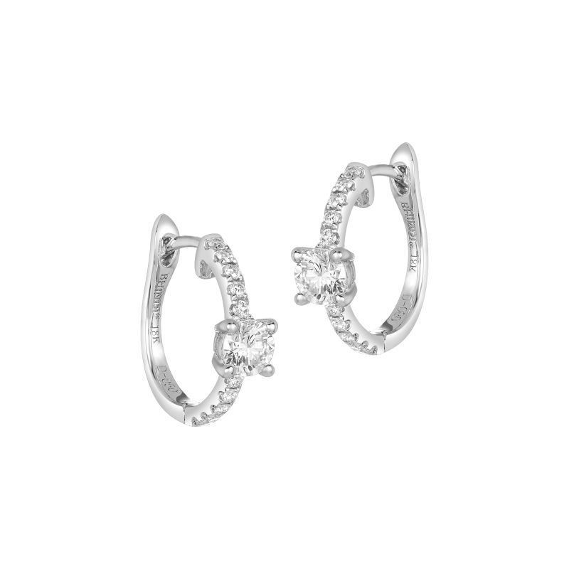 18K White Gold Diamond Huggies