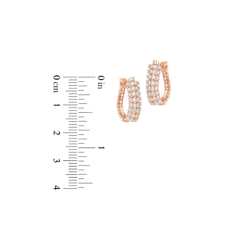 18K Rose Gold Diamond Prong Set Pave Huggie Earrings