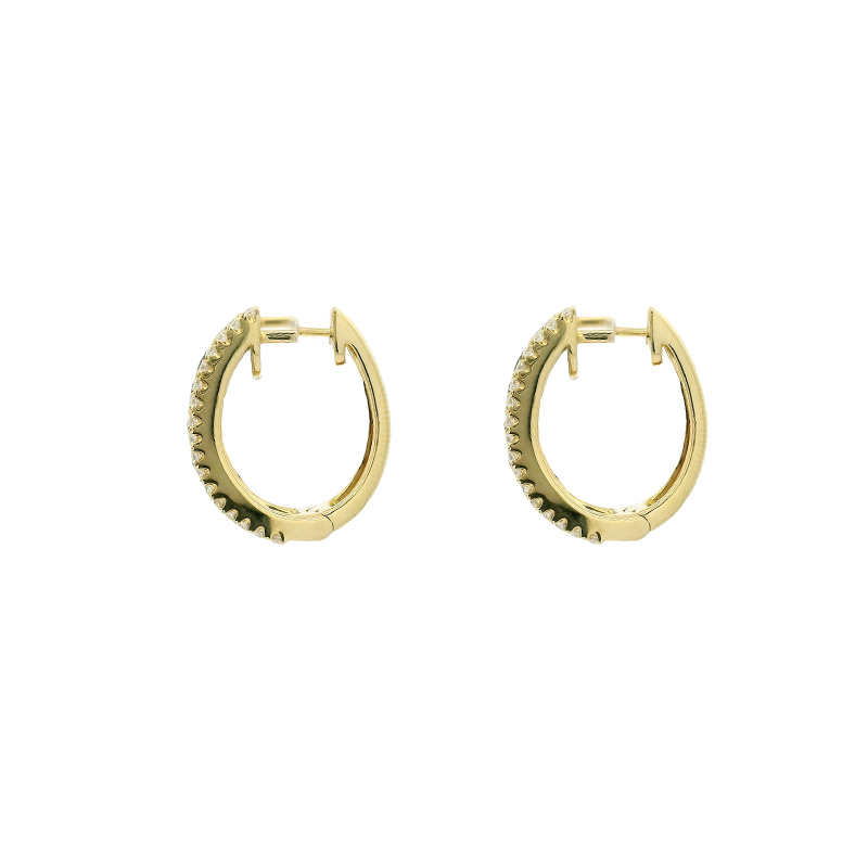18K Gold Diamond and Gemstone Hoop Earrings