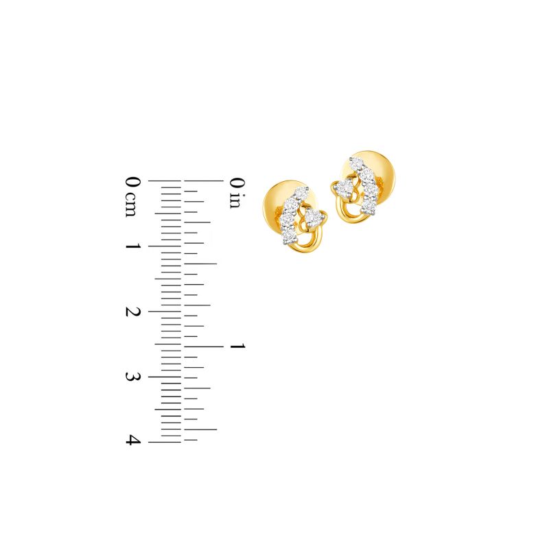 18K Two tone Gold Diamond Simple Curved Stud Earrings