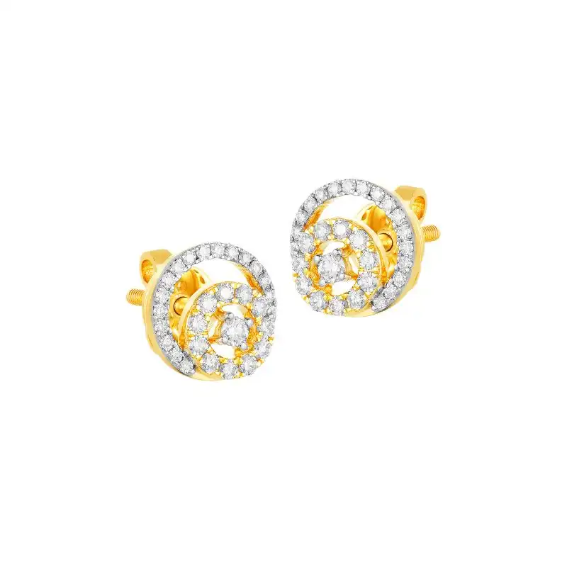 18K Two tone Diamond Spiral Stud Earrings