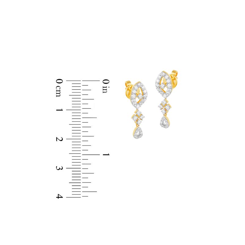 18K Two tone Gold Diamond Drop Earrings