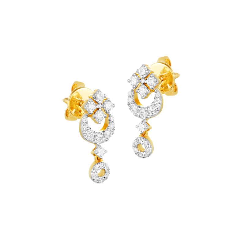 18K Two tone Gold Diamond Drop Earrings