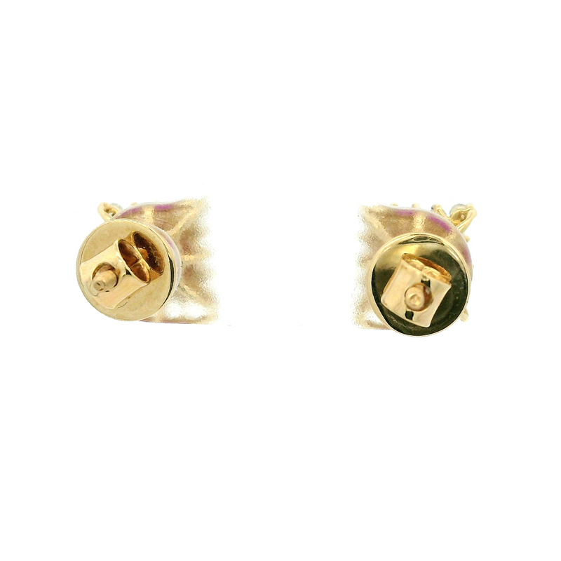 18K Gold Diamond and Ruby Stud Earrings