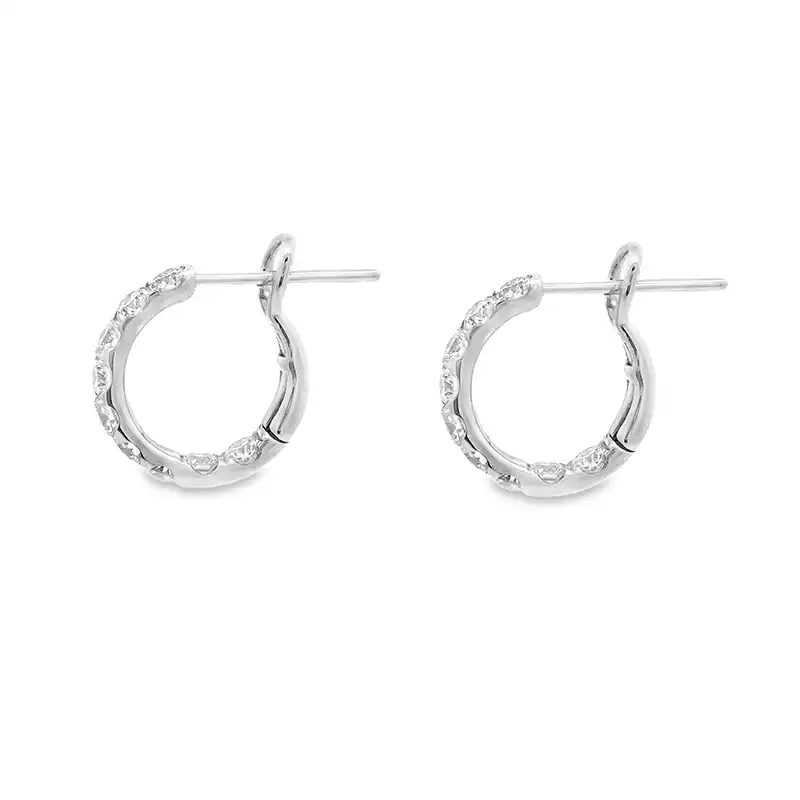 Round Diamond Huggie Earrings - 0.50  inch