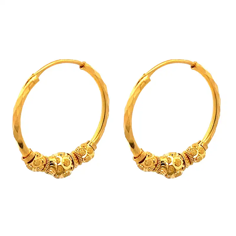 22K Yellow Gold Hoop Earrings