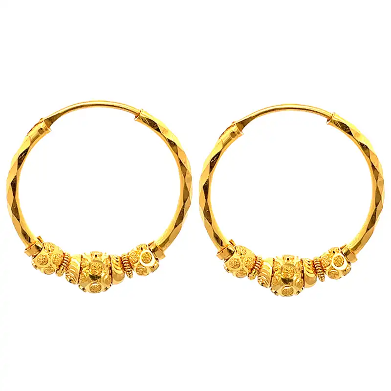 22K Yellow Gold Hoop Earrings