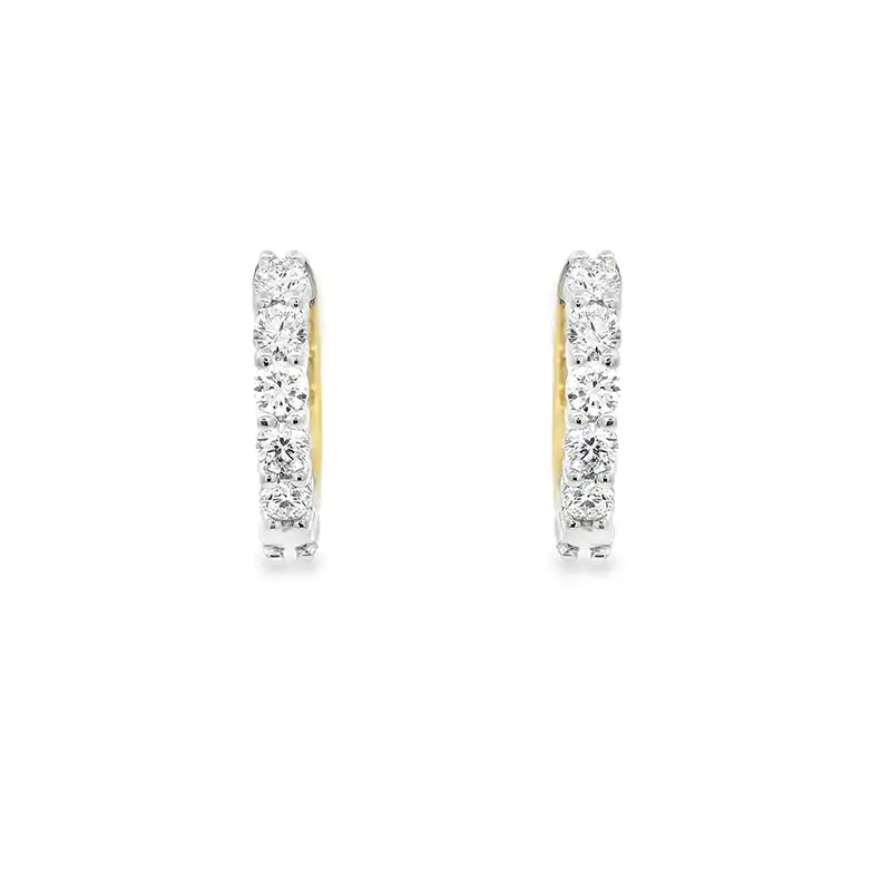 18K Yellow  Gold Diamond Huggies Earrings