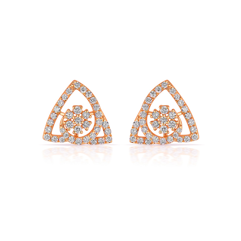 Floral Triangle Diamond Ear studs
