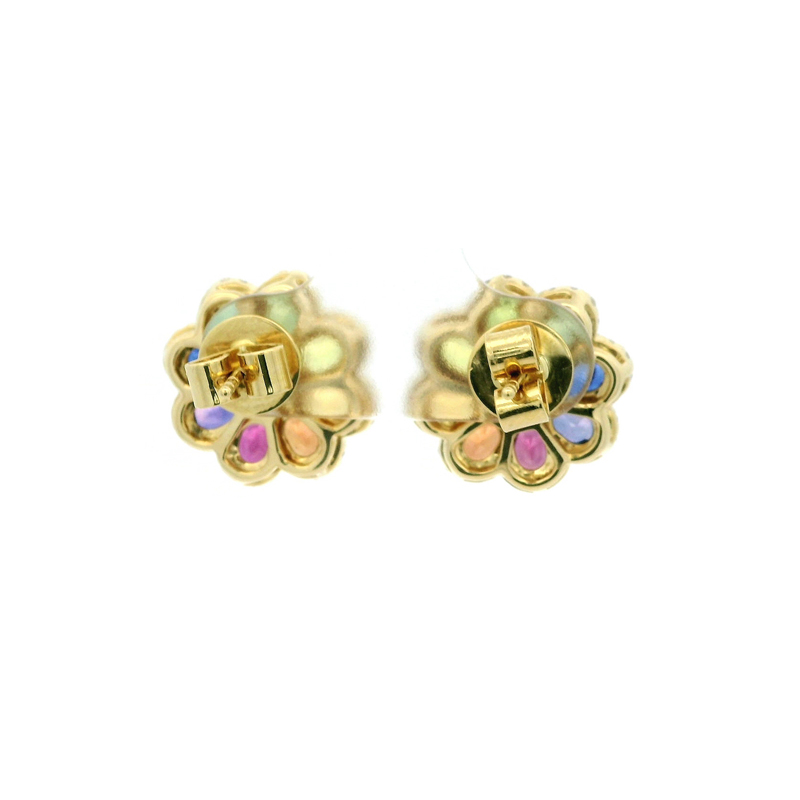 18K Gold Diamond and gemstone Stud Earrings