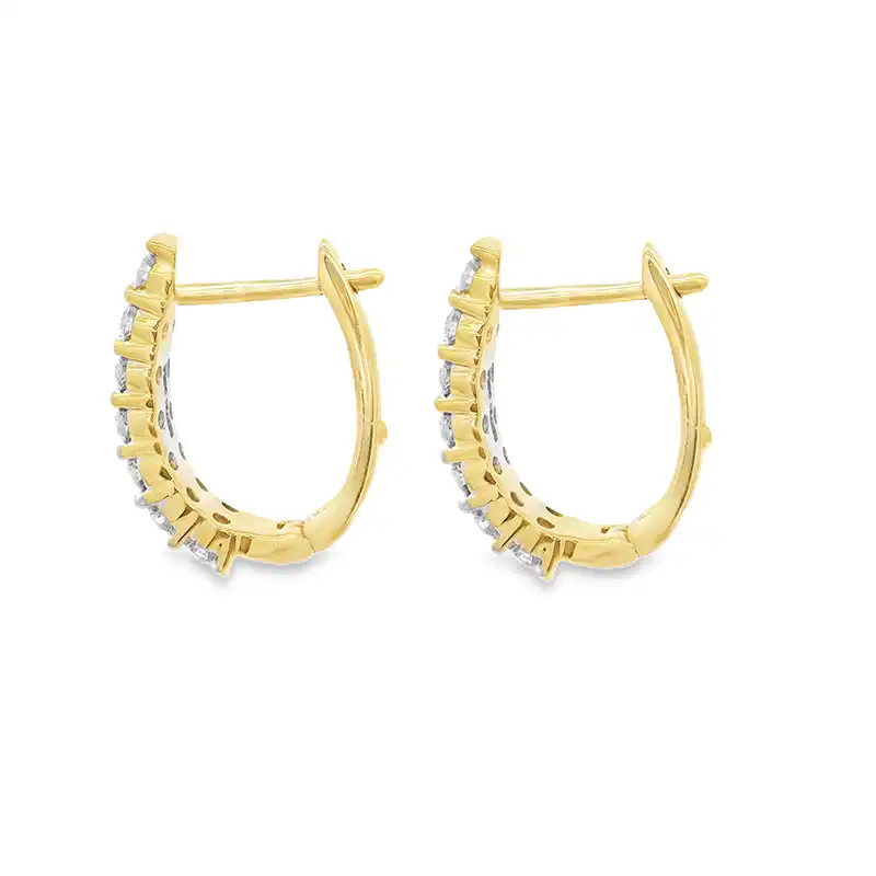 18K Yellow  Gold Diamond Huggies Earrings