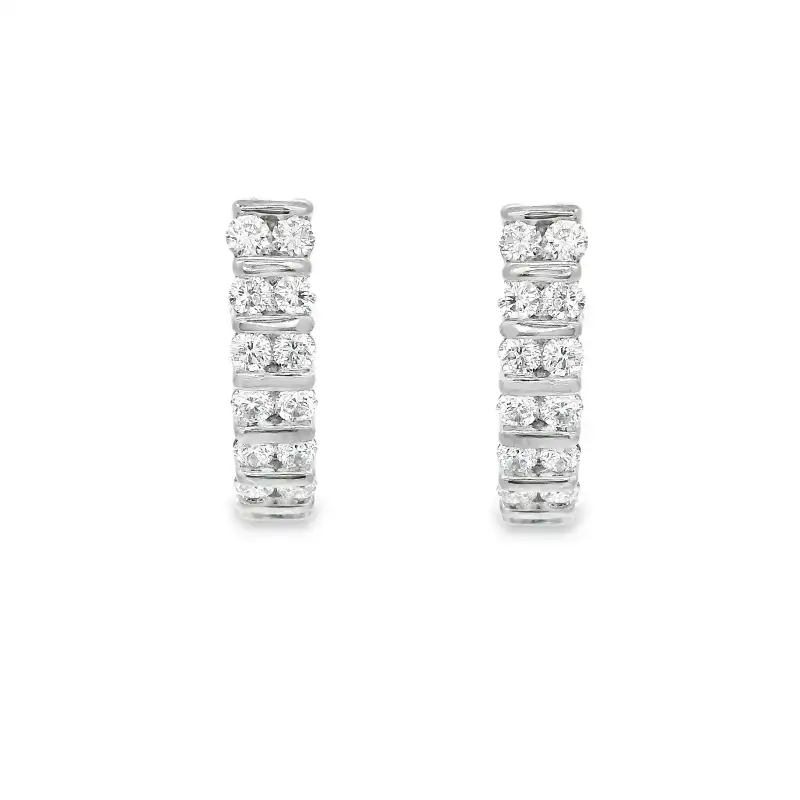 18K Yellow  Gold Diamond Huggies Earrings