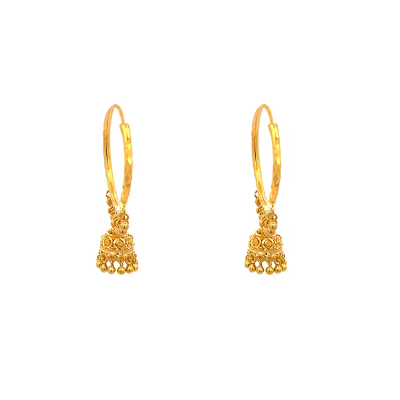 22K Gold Hoops with  intricate details