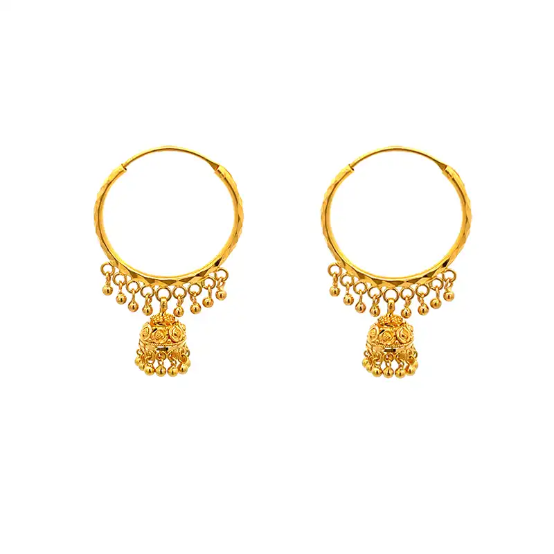 22K Gold Hoops with  intricate details