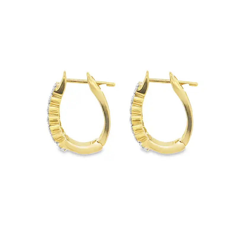 18K Gold Diamond Earrings - 0.60 inch