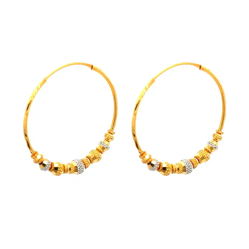 22K Two tone Gold Hoop Earrings