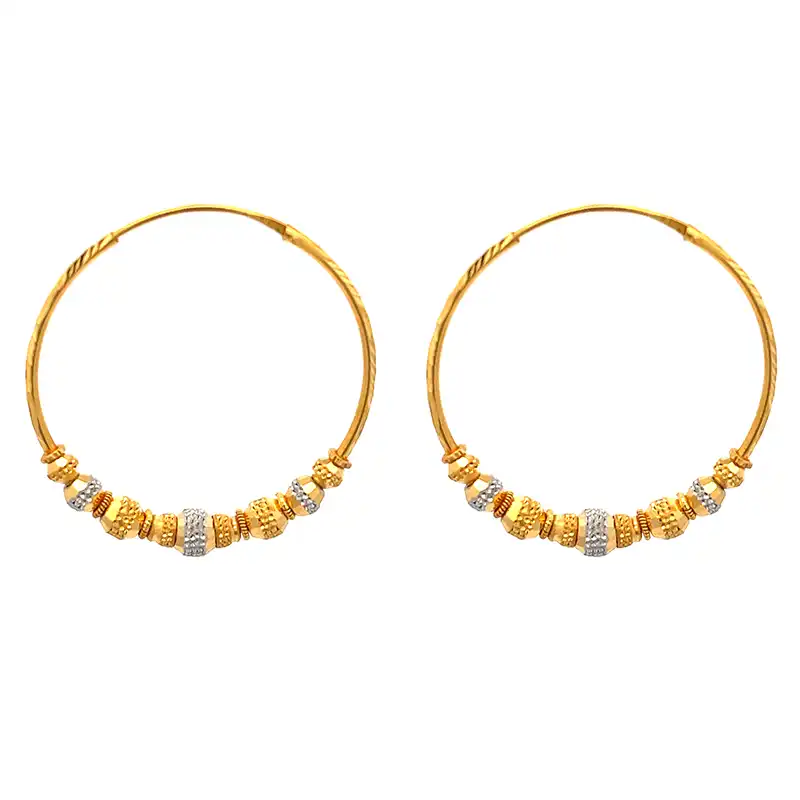 22K Two tone Gold Hoop Earrings