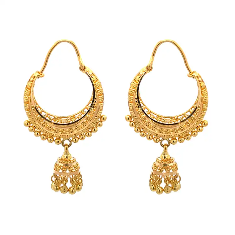 22K Gold Hoop earrings with Jhumka